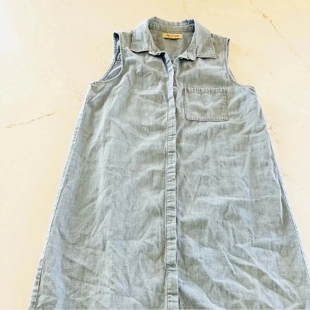 Madewell Chambray Sleeveless Shirt Dress | XS - Picture 6 of 6